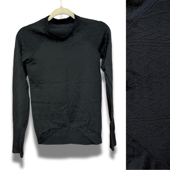 Lululemon Rest Less Pullover Long-Sleeve Shirt Cable Black/Black - Size 6 - Picture 1 of 4